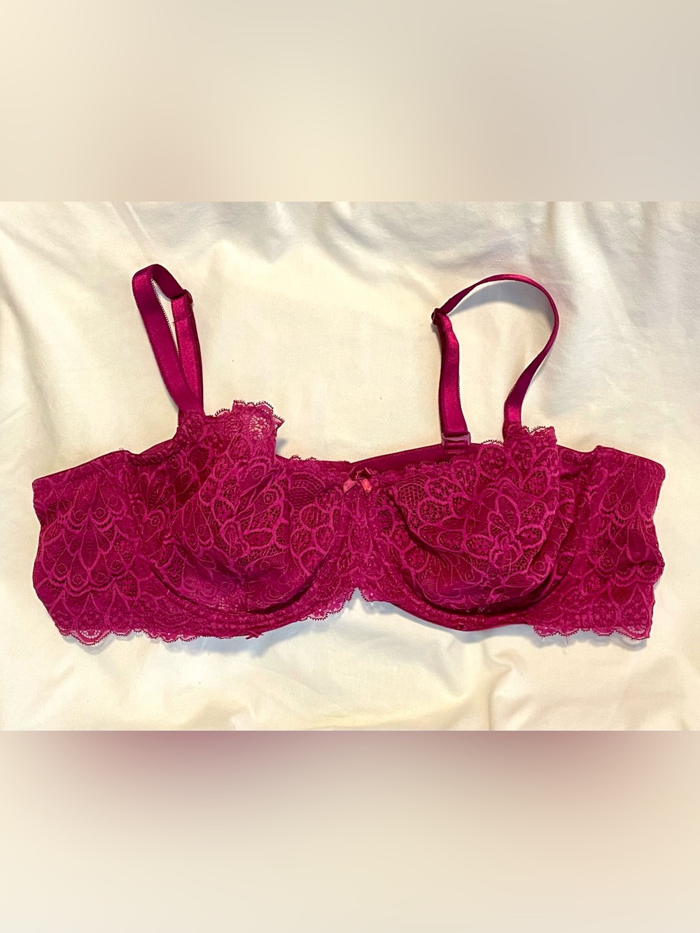 TORRID Curves Semi-Sheer Balconette Bra 48B Fuchsia-Lace -Underwire -Adjustable